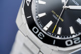 Tag Heuer Aquaracer Quartz Black Dial Silver Steel Strap Watch for Men - WAY101A.BA0746