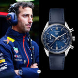 Tag Heuer Carrera Chronograph Blue Dial Blue Leather Strap Watch for Men - CBS2212.FC6535