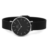 Daniel Wellington Petite Ashfield Black Dial Black Mesh Strap Watch For Women - DW00100202
