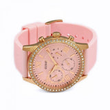 Guess Solar Rose Gold Dial Pink Rubber Strap Watch For Women - W1135L2