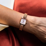 Tissot Lovely Square Lady Quartz Rose Gold Dial Rose Gold Mesh Bracelet Watch For Women - T058.109.33.456.00
