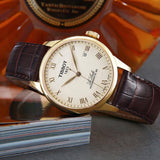 Tissot Le Locle Automatic Gold Dial Brown Leather Strap Watch For Men - T41.5.413.73