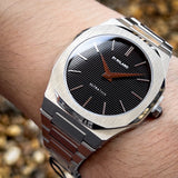 D1 Milano Ultra Thin Black Dial Silver Steel Strap Watch for Men - D1-UTBJ14