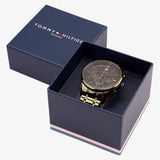 Tommy Hilfiger Bank Chronograph Blue Dial Silver Steel Strap Watch for Men - 1791718