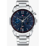 Tommy Hilfiger Deacan Blue Dial Silver Steel Strap Watch for Men - 1791551