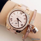 Michael Kors Bryn Rose Gold Dial Two Tone Steel Strap Watch for Women - MK6135