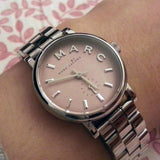 Marc Jacobs Baker Pink Dial Silver Steel Strap Watch for Women - MBM3283