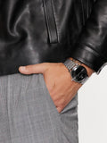 Emporio Armani Minimalist Black Dial Silver Steel Strap Watch for Men - AR11600