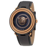 Versace V-Metal Icon Black Dial Black Leather Strap Watch For Men - VQL030015