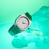 D1 Milano Ultra Thin Linen White Dial Silver Steel Strap Watch for Unisex - D1-UTBJ23