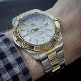 Tag Heuer Aquaracer Calibre 5 Automatic White Dial Two Tone Steel Strap Watch for Men - WAY2151.BD0912