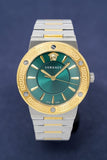 Versace Greca Green Dial Silver Steel Strap Watch for Women - VEVH00720