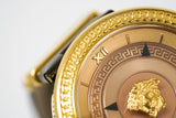 Versace V Metal Icon Black Dial Black Leather Strap Watch For Men - VQL020015