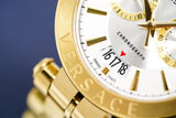 Versace V Racer Chronograph White Dial Gold Steel Strap Watch for Men - VBR060017