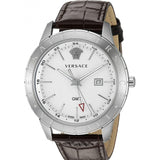 Versace Univers White Dial Brown Leather Strap Watch for Men - VEBK00118