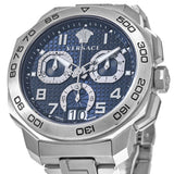 Versace Dylos Chronograph Blue Dial Silver Steel Strap Watch for Men - VQC090016