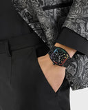 Philipp Plein Hexagon Phantom Black Dial Black Silicone Strap Watch For Men- PWPUA0324