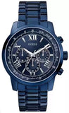Guess Horizon Chronograph Black Dial Blue Steel Strap Watch For Men - W0379G5