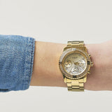 Guess Confetti Diamonds Silver Dial Gold Steel Strap Watch for Women - W0774L5