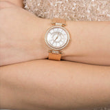Guess Muse Quartz Silver Dial Rose Gold Steel Strap Watch For Women - W1008L3