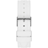 Guess Confetti Crystal Black Dial White Silicone Strap Watch For Women - W1098L1
