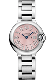 Cartier Ballon Bleu de Cartier Pink Dial Silver Steel Strap Watch for Women - W6920038