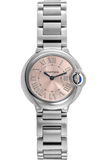 Cartier Ballon Bleu de Cartier Pink Dial Silver Steel Strap Watch for Women - W6920038