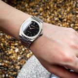 D1 Milano Ultra Thin Black Dial Silver Steel Strap Watch for Men - D1-UTBJ14