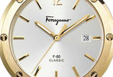 Salvatore Ferragamo F-80 Classic White Dial Brown Leather Strap Watch for Men - SFDT00819
