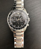 Emporio Armani Tazio Chronograph Black Dial Silver Steel Strap Watch for Men - AR5980