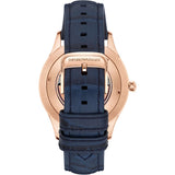 Emporio Armani Meccanico Automatic White Dial Blue Leather Strap Watch For Men - AR1947