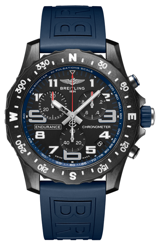 Breitling Endurance Pro Black Dial Blue Rubber Strap Watch for Men - X82310D51B1S1