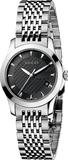 Gucci G Timeless Black Dial Silver Steel Strap Watch For Women - YA126502