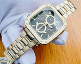 Fossil Inscription Multifunction Black Dial Gold Steel Strap Watch for Men - BQ2656