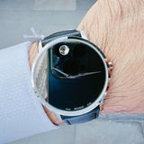 Movado Museum Classic Black Dial Black Leather Strap Watch for Men - 0607194