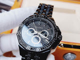 Bulova Octova Chronograph Black Crystal Dial Black Steel Strap Watch for Men - 98C134