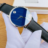 Movado Museum Classic Blue Dial Black Leather Strap Watch for Men - 0607197