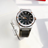 Salvatore Ferragamo F-80 Black Dial Black Rubber Strap Watch For Men - SFHY00120