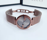 Gucci Interlocking G Quartz Brown Dial Brown Steel Strap Watch for Women -  YA133317