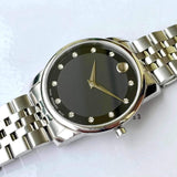 Movado Museum Classic Black Dial Silver Steel Strap Watch For Women - 0606858