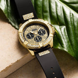 Guess Frontier Crystals Black Dial Black Silicone Strap Watch For Men - W1132G1