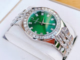 Bulova Phantom Classic Baguette Green Dial Silver Steel Strap Watch for Men - 96A253