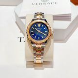 Versace Hellenyium Blue Dial Two Tone Steel Strap Watch for Women - V12060017