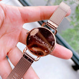 Calvin Klein Even White Dial Rose Gold Mesh Bracelet Watch for Women - K7B23626