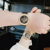 Guess Fusion Chronograph Black Dial Black Leather Strap Watch For Women - GW0553L4