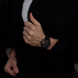 Daniel Wellington Iconic Chronograph Black Dial Black Steel Strap Watch For Men - DW00100642