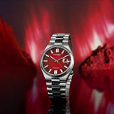 Citizen Tsuyosa Automatic Red Dial Silver Steel Strap Watch For Men - NJ0150-56W