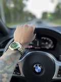 Versace Hellenyium Quartz Green Dial Two Tone Steel Strap Watch For Men - VE3A00720