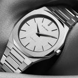 D1 Milano Ultra Thin Linen White Dial Silver Steel Strap Watch for Unisex - D1-UTBJ23
