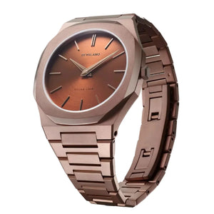 D1 Milano Ultra Thin Brown Dial Gold Steel Strap Watch for Unisex - D1-UTBJ10